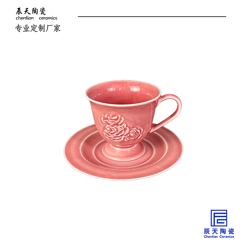<b>客戶定制 創(chuàng)意浮雕玫瑰陶瓷咖啡杯</b>
